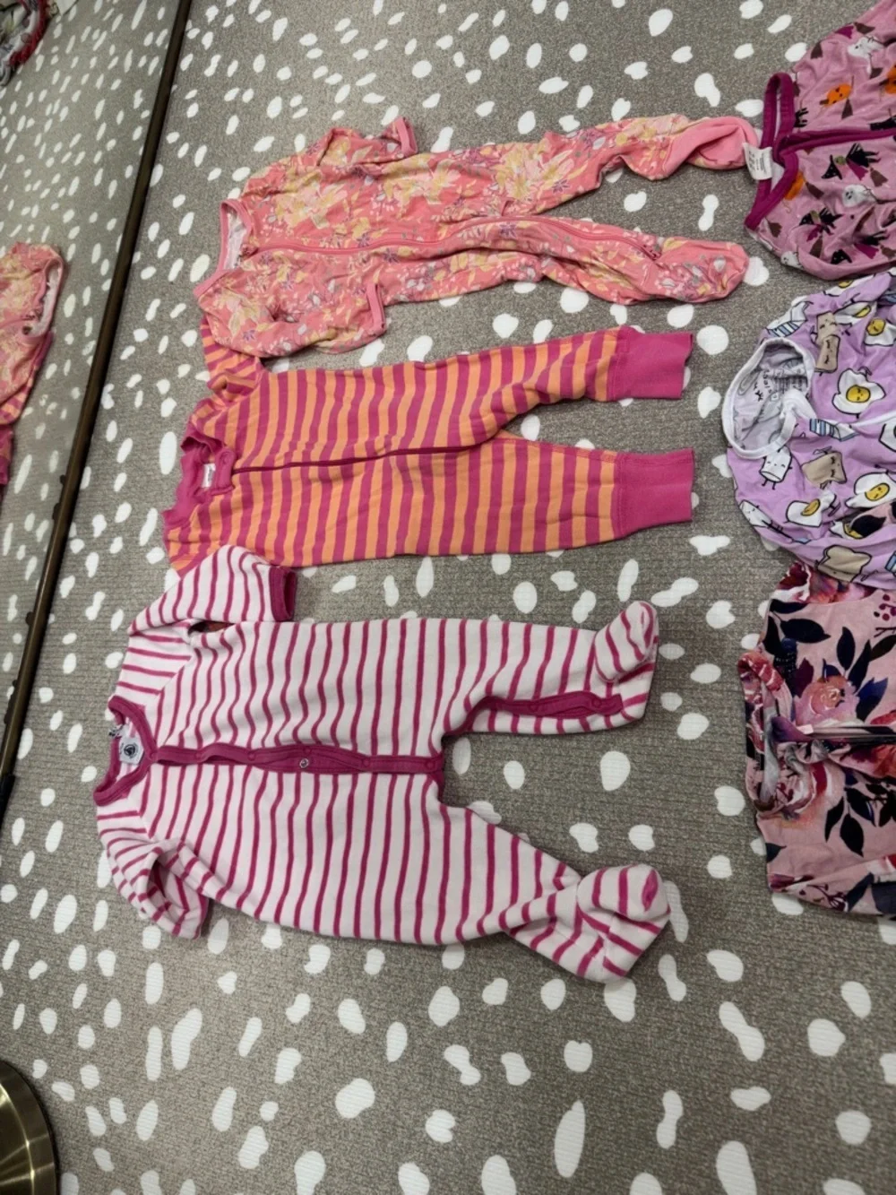 Lot of 6 bamboo footies zippy ruffle baby girl playsuit floral breakfast buddies